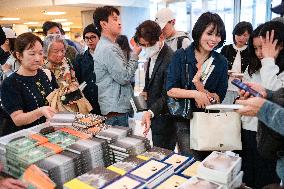 Crowds Gather At Kyobo Bookstore To Purchase Han Kang's Nobel-Winning Novels