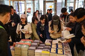 Crowds Gather At Kyobo Bookstore To Purchase Han Kang's Nobel-Winning Novels