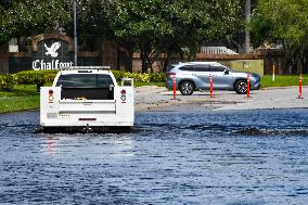 Street Is Flooded During Hurricane Milton In The Hunters Creek Region