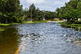 Street Is Flooded During Hurricane Milton In The Hunters Creek Region