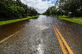 Street Is Flooded During Hurricane Milton In The Hunters Creek Region