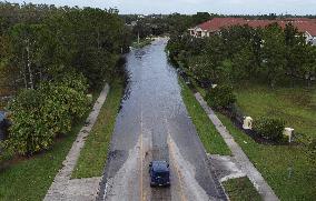 Street Is Flooded During Hurricane Milton In The Hunters Creek Region