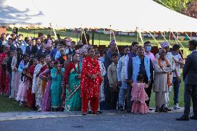 Nepal President Ram Chandra Paudel Offers "Tika" To Public On Vijaya Dashami