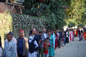 Nepal's Former King Gyanendra Bir Bikram Shah Offers "Tika" To Public On Dashain