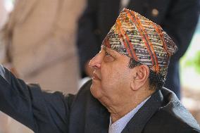 Nepal's Former King Gyanendra Bir Bikram Shah Offers "Tika" To Public On Dashain