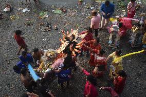 Durga Idol Immersion In Kolkata, India