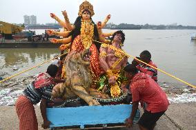 Durga Idol Immersion In Kolkata, India