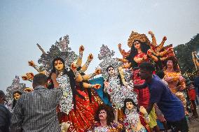 Durga Idol Immersion In Kolkata, India