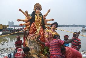 Durga Idol Immersion In Kolkata, India