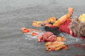 Durga Idol Immersion In Kolkata, India