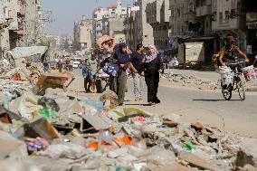 Displaced Palestinians Evacuated Jabalia - Gaza Strip