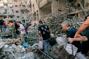 Aftermath Of Israeli Strike On Beirut Kills 22