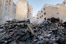 Aftermath Of Israeli Strike On Beirut Kills 22