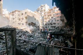 Aftermath Of Israeli Strike On Beirut Kills 22