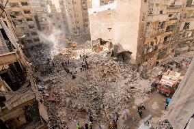 Aftermath Of Israeli Strike On Beirut Kills 22