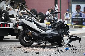 Two People Killed And One Person Injured In Vehicle Vs. Motorcycle Accident In Manhattan New York