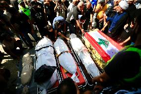 Funeral of victims killed in an Israeli airstrike in Baissariye - Lebanon