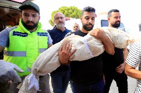 Funeral of victims killed in an Israeli airstrike in Baissariye - Lebanon