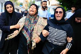 Funeral of victims killed in an Israeli airstrike in Baissariye - Lebanon