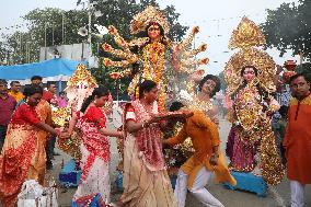 Durga Idol Immersion On The Last Day Of Durga Puja Festival In India