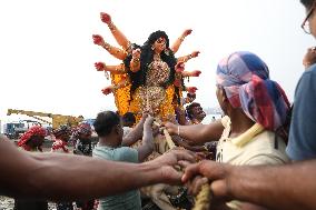 Durga Idol Immersion On The Last Day Of Durga Puja Festival In India