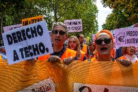 Demonstration In Madrid To Denounce Rent Prices