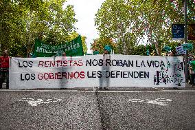 Demonstration In Madrid To Denounce Rent Prices