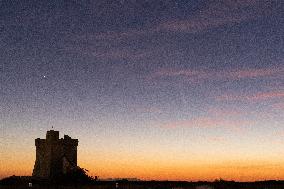 Comet Tsuchinshan-ATLAS (C/2023 A3) Appears Over Torre Squillace, Italy