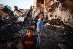 Aftermath of Israeli Airstrike in Gaza, Palestine