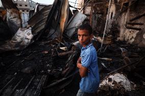 Aftermath of Israeli Airstrike in Gaza, Palestine