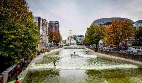 People Surfing In The Center Of Rotterdam