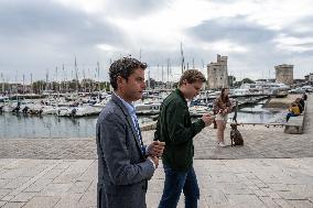 Gabriel Attal Meets Renaissance Political Campaigners - La Rochelle