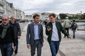 Gabriel Attal Meets Renaissance Political Campaigners - La Rochelle