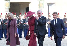 Belgian Royal Couple Received At Elysee - Paris