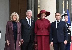 Belgian Royal Couple Received At Elysee - Paris