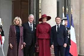 Belgian Royal Couple Received At Elysee - Paris