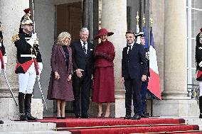 Belgian Royal Couple Received At Elysee - Paris