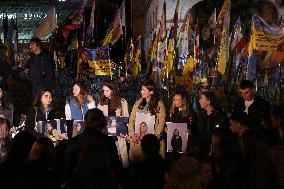 Activists pay tribute to Ukrainian journalist Viktoria Roshchyna in Kyiv