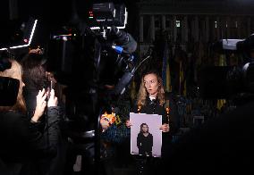 Activists pay tribute to Ukrainian journalist Viktoria Roshchyna in Kyiv