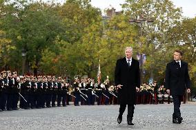 Belgian Royal Couple Attend A Ceremony At The Arc De Triomphe - Paris