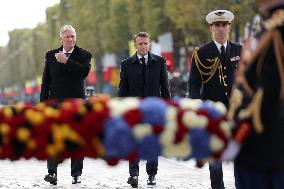 Belgian Royal Couple Attend A Ceremony At The Arc De Triomphe - Paris