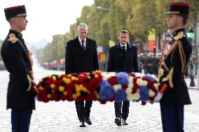 Belgian Royal Couple Attend A Ceremony At The Arc De Triomphe - Paris