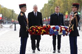 Belgian Royal Couple Attend A Ceremony At The Arc De Triomphe - Paris