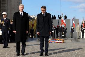 Belgian Royal Couple Attend A Ceremony At The Arc De Triomphe - Paris