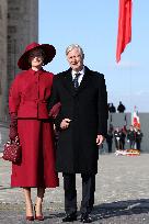 Belgian Royal Couple Attend A Ceremony At The Arc De Triomphe - Paris