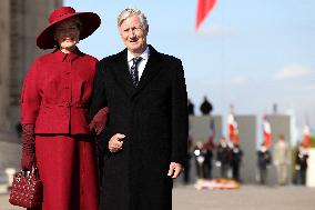 Belgian Royal Couple Attend A Ceremony At The Arc De Triomphe - Paris