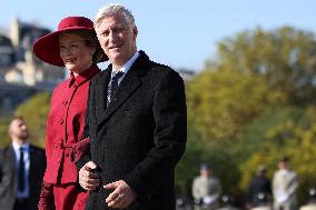 Belgian Royal Couple Attend A Ceremony At The Arc De Triomphe - Paris