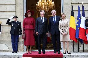 Belgian Royal Couple Received To Lunch At Matignon - Paris