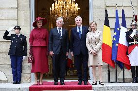 Belgian Royal Couple Received To Lunch At Matignon - Paris