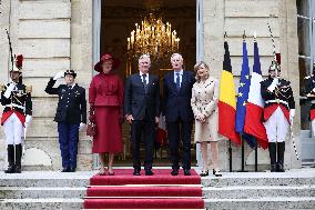 Belgian Royal Couple Received To Lunch At Matignon - Paris